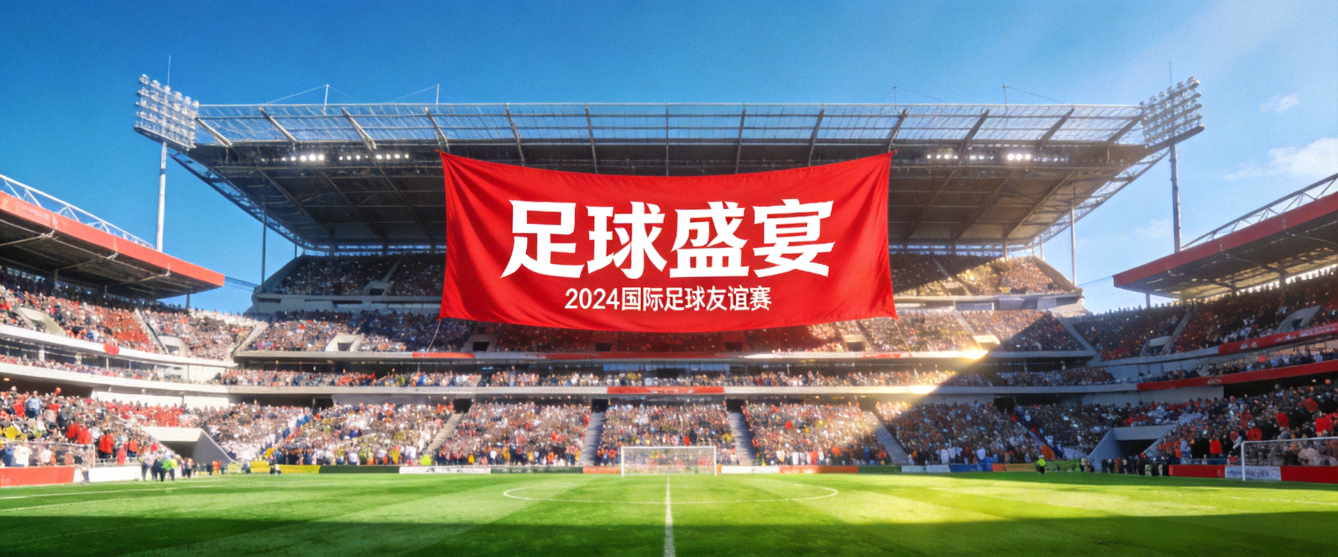 足球比赛体育场全景横幅背景